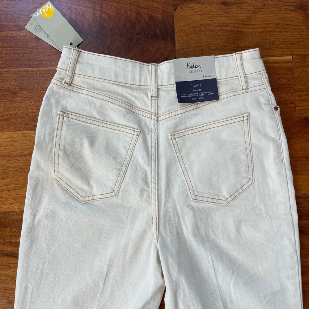 Boden Women’s High Waist Smart Flare Jeans in Ecru US Size 4 R - Picture 9 of 16